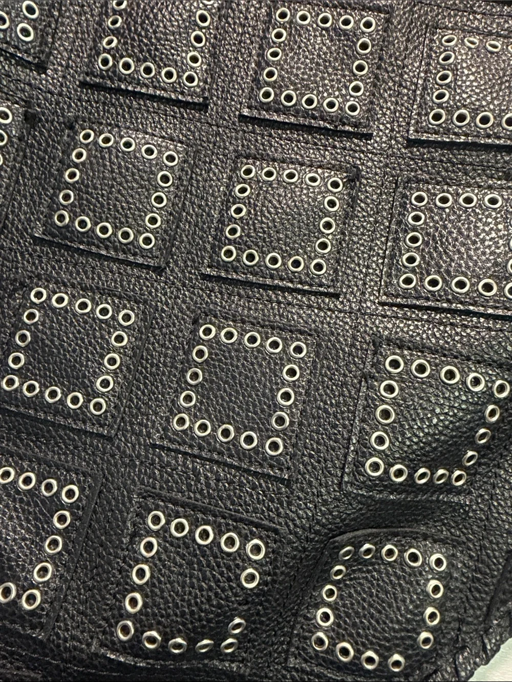 Black Studded Leather Shoulder Bag